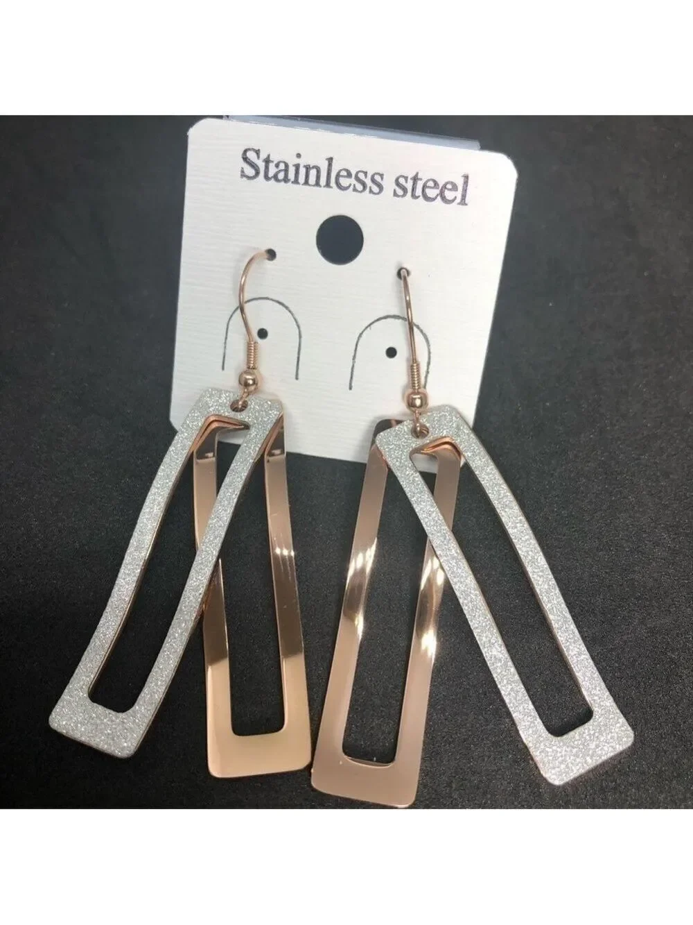 𝅺new-2 layers Silver Shimmery/Gold Dangler Earrings